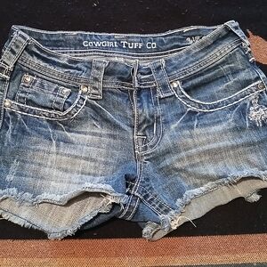 Cowgirl Tuff Distressed Denim Shorts